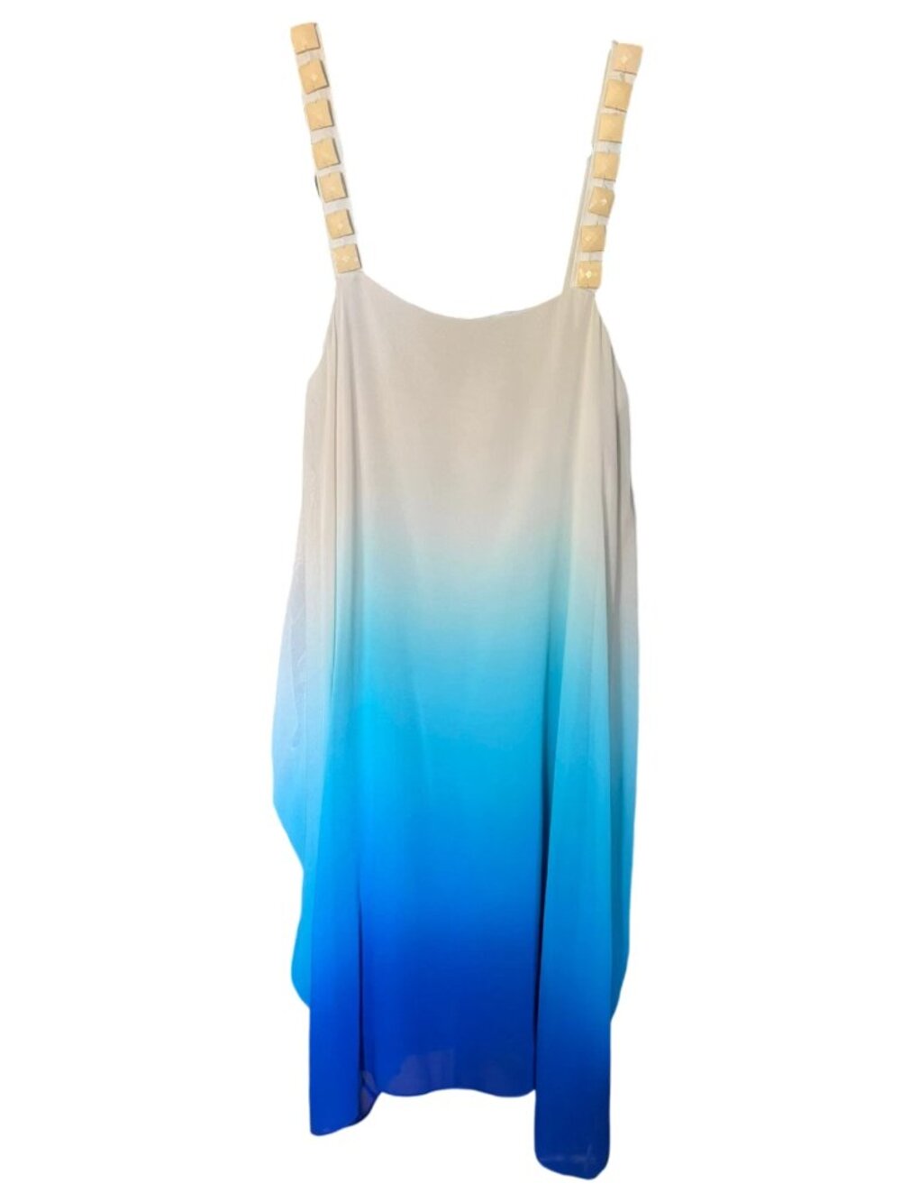 Badgley Mischka Womens White Blue Ombre Silk Sleeveless Mini Dress Size 4